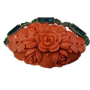 Vintage Rare D Greenbaum Celluloid And Pot Metal Brooch (A4802)